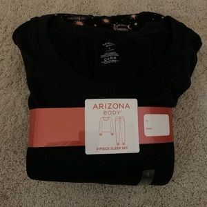 Arizona Fleece Pajama Pants,  Knit Black T-Shirt -  Large